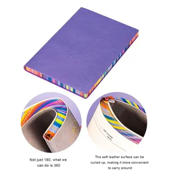 Faux Nahast Kate Sülearvuti Paksenenud Rainbow Värvi Serv Faux Nahast A5 Märkmik, Tugev Siduv Sile Kirjalikult Asukoht