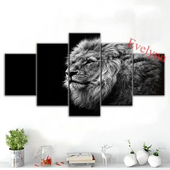 5 Töö-Aafrika Lõvi Pea Looma Plakat Ja Print Kaasaegne Lõuend Seina Art Modulaarne Pilt Elutuba Homedecor Maali Raam