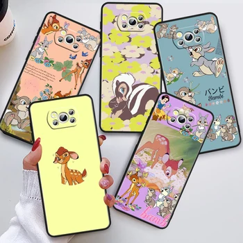 Disney Bambi Cartoon Xiaomi Poco X5 X3 Pro X4 F4 F3 GT M5 M5s M4 M3 C55 C50 C40 5G Must Pehme Telefoni Puhul
