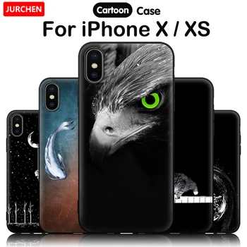JURCHEN Telefon Case For iPhone X Juhul Armas Moe Multikas Loomade Muster iPhone XS iPhone X S Silikoon TPÜ Matt tagakaas