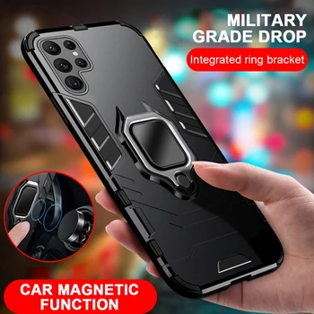 Põrutuskindel Armor Coque Samsung Galaxy S24 Ultra Juhul Auto Magnet Omanik Kaitsta Ringi Seista Kaane Samung S24 Plus S 24 5G
