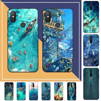 Jaapani Anime Maastiku Ookeani Delfiini Ujumine Telefoni Puhul Redmi Lisa 4 X 5 6 7 8 Pro T 9 Pro 9S 10 Pro 11 Pro 11S 11Epro