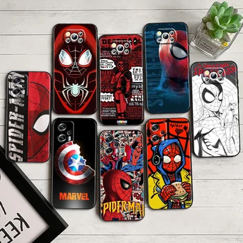 SpiderMan Deadpool Marvel Jaoks Xiaomi Poco F5 X5 C55 C50 M5 M4 X4 X3 F3 GT NFC M3 C3 M2, F2 F1 X2 Pro Silikoon Musta Telefoni Puhul