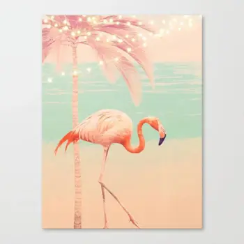 Home Decor Flamingo Lõuend Trükib Maali Suvel Rannas Plakat Seina Värske Kunst Modulaarne Pilte Öö Taust Raamistik
