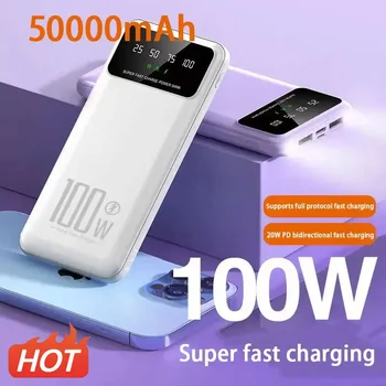 50000mAh 100W Super Kiire Laadimine Power Bank Kaasaskantav Laadija Aku Powerbank iPhone Huawei Samsung