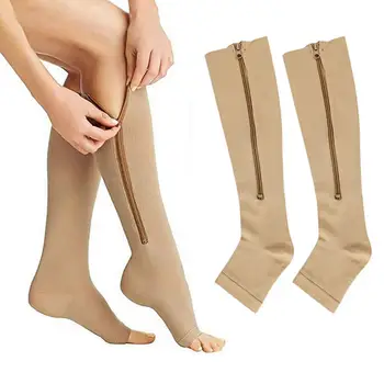 1 Paar Suurepärane Compression Sukad Sõbra Naha Praktilisi Sport Sokid Tõmblukk Compression Sukad Põlve Kõrge Sokid