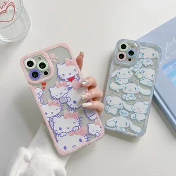 Hello Kitty Sanrio Cinnamoroll Anime Telefon Case For iPhone 15 14 13 12 11 Pro Max Xr, Xs 7 8 14 Pluss Juhul Cute cartoon Pehme Kate