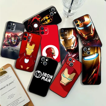 Marvel Iron Man Logo Telefoni Puhul Apple iPhone 15 14 13 12 11 Pro Max Mini XS Max X-XR 8 7 6 5 SE Must Silikoonist Kest Fundas