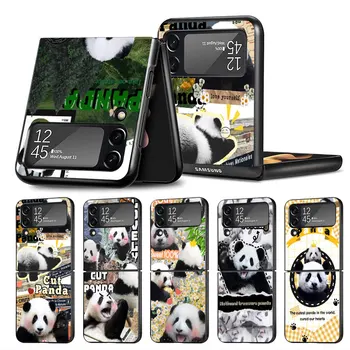 Case For Samsung Galaxy Z Flip 3 4 5G Kuulu Ennetamise Must ARVUTI Kõva Luksus Telefoni Kate ZFlip3 ZFlip4 TPÜ Funda Armas Loom Panda