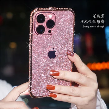 Rhinestone Glitter Kristall Teemant Metall Bumper Case For iPhone Mini 12 11 13 14 Pro Max 6 7 8 14 Plus-X-Xr, Xs Max 11 13 14 Juhul