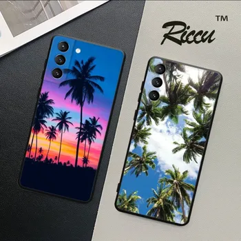 Palm tree leaf mägi valget suitsu Telefon Case For Samsung Galaxy S21 S22 S20 FE Ultra S10 S9 Plus S10e Märkus 20Ultra Kate