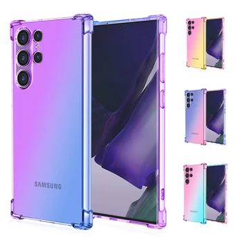 Gradient Värvi Põrutuskindel Case for Samsung Galaxy S22 Ultra S21 Pluss S20 Ultra S10 S9 Plus S20 FE 2022 2 Värvi Pehme TPU Kate