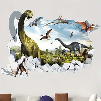 1tk Seina Decal, 3D Dinosaurus Maailma Seina Kleebis, Eemaldatav Dekoratiivne Kleebis Laste Tuba, Home Decor