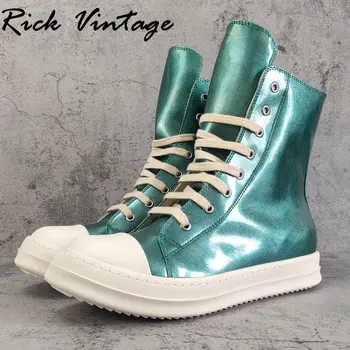 Rick Vintage Streetwear Päris Nahast Vabaaja poolsaapad Meeste ja Naiste Peegel Paks Tald Suur Top Sport Kingad, Vabaaja Jalanõud